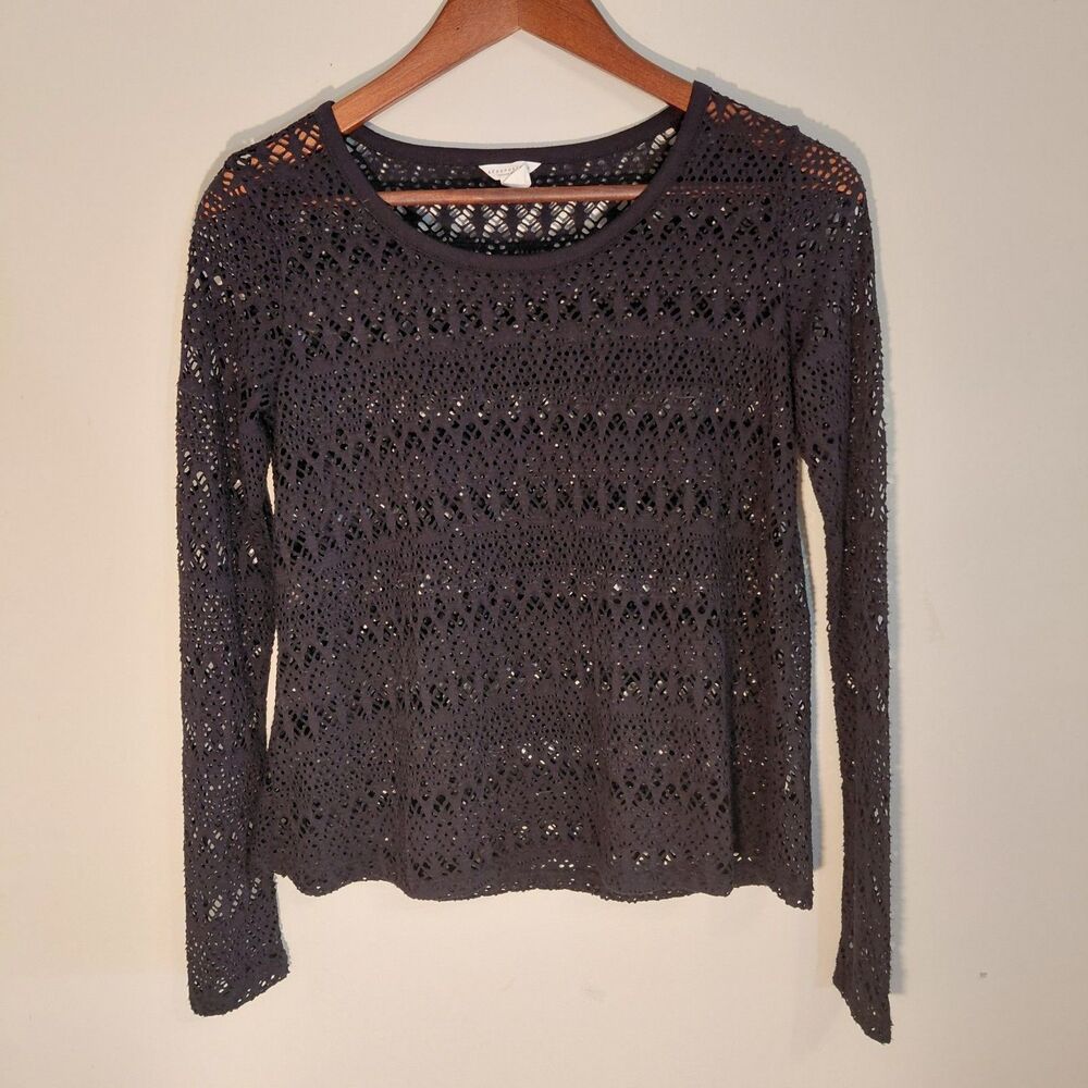 Y2K Aeropostale Lace Top XS Sheer Crochet Knit Indie Sleaze 00s Mall Girl Grunge